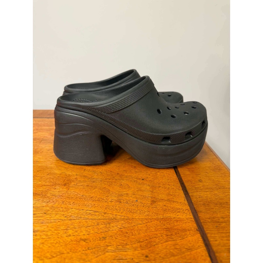 Crocs Siren Clog Black Platform Block Heel Mules Womens Size 8 208545-001 - Picture 2 of 9